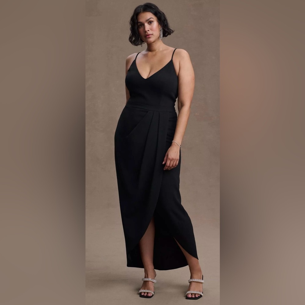 Pleated Black Midi Dress